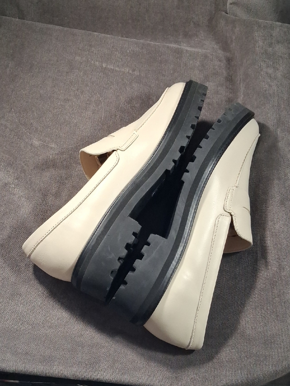 Everlane 'The Lug Loafer' Parchment Cream Leather Loafers NEAR NEW US 10.5 - Picture 12 of 16